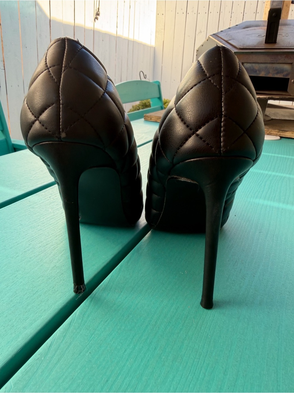 Steve Madden Black Quilted Pointed Stiletto Heels - Picture 7 of 8